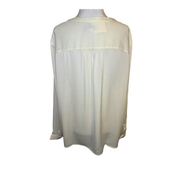 NEW J. Crew Women’s XXL Ivory Shadow-striped long-sleeve popover placket blouse - Picture 4 of 9